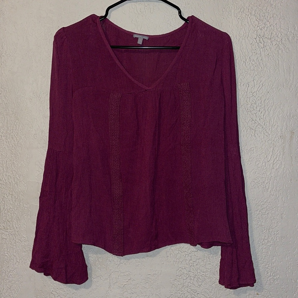 Charlotte Russe Long Bell Sleeve with Lace Details on the front Blouse for women
